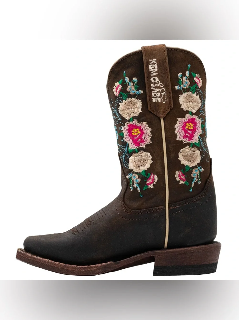 Kemo Sabe Girls Leather floral brown boots  size 2